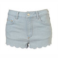 Topshop MOTO Blue Scallop Hem Shorts
